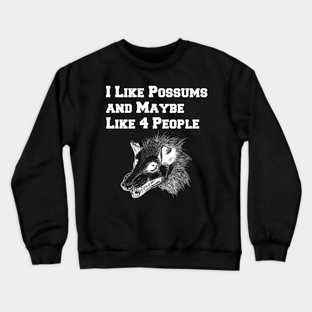 I Like Possums And Maybe Like 4 People, Funny Opossum Crewneck Sweatshirt by lightbulbmcoc